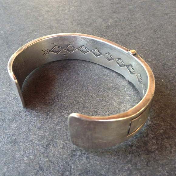 Vintage Southwest Sterling and 14K Gold Bracelet - Picture 3 of 6